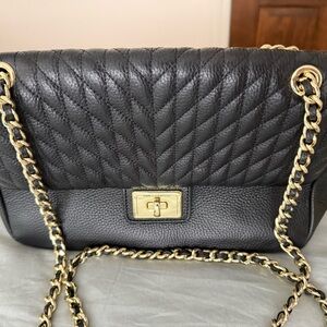 Karl Lagerfeld Black Quilted Shoulder Bag with Gold Accents